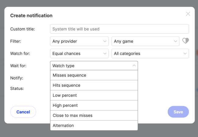 Plan START, watch types list